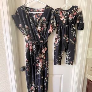 Matching Set (1 Adult/ 1 Tot - Navy Floral Romper)